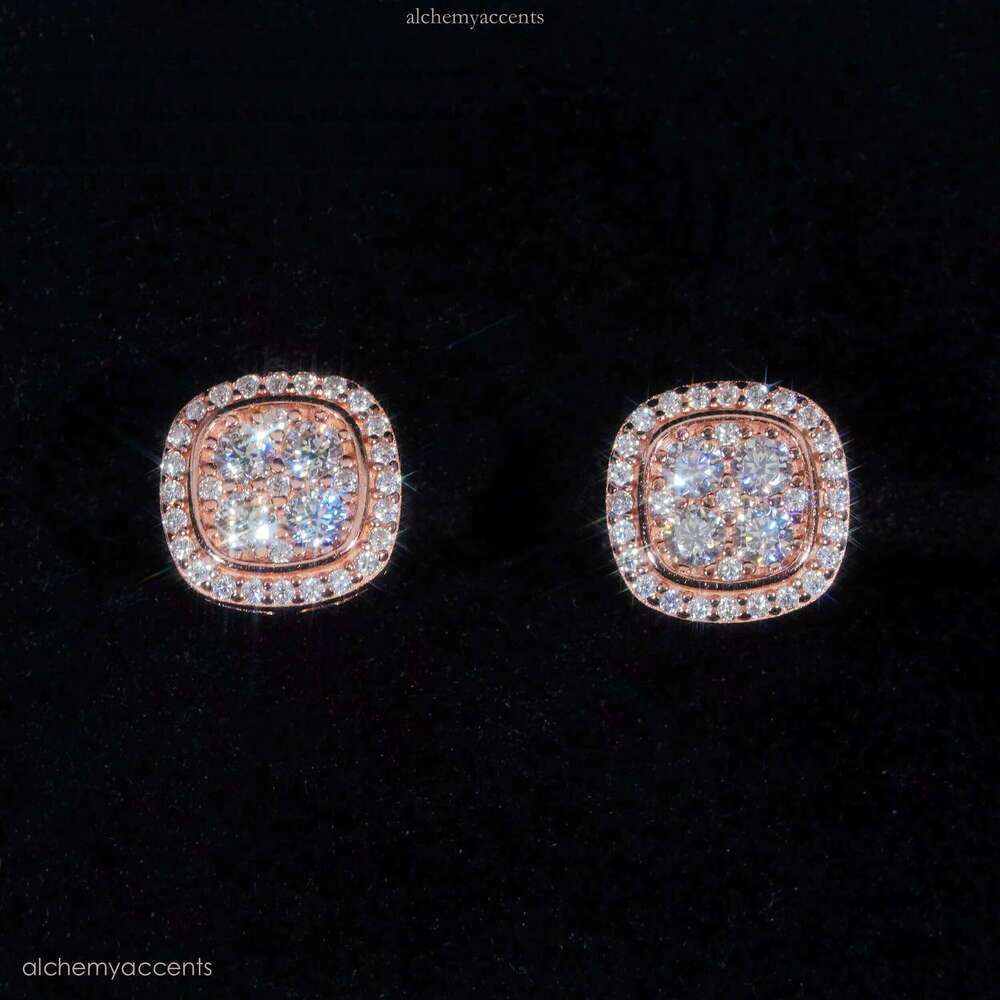 Fast Shipping 10mm Mens Earring Gold Plated Sterling Sier Iced Out VVS Dia Moissanite Screw Back Stud Earrings