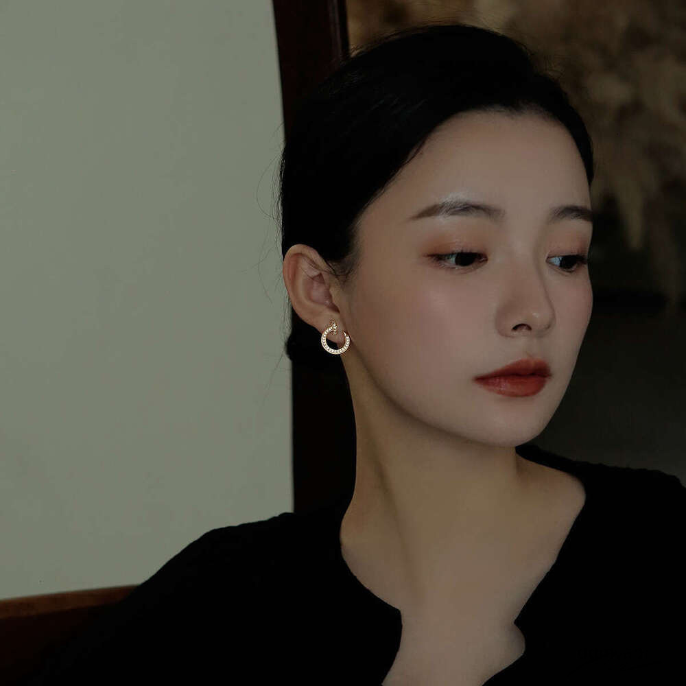 Style Nail Stud For Women Micro Inlaid Ddmyday Zircon High-End Circle Exquisite Temperament Sier Needle Earrings Versatile Ddmyday