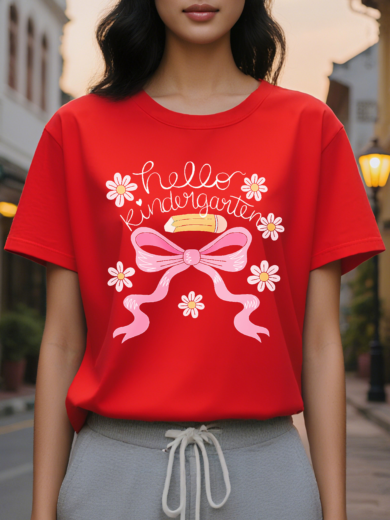 Ruffled Neck Scoop Neck Silk Pink Sports S Female Women's Women's T