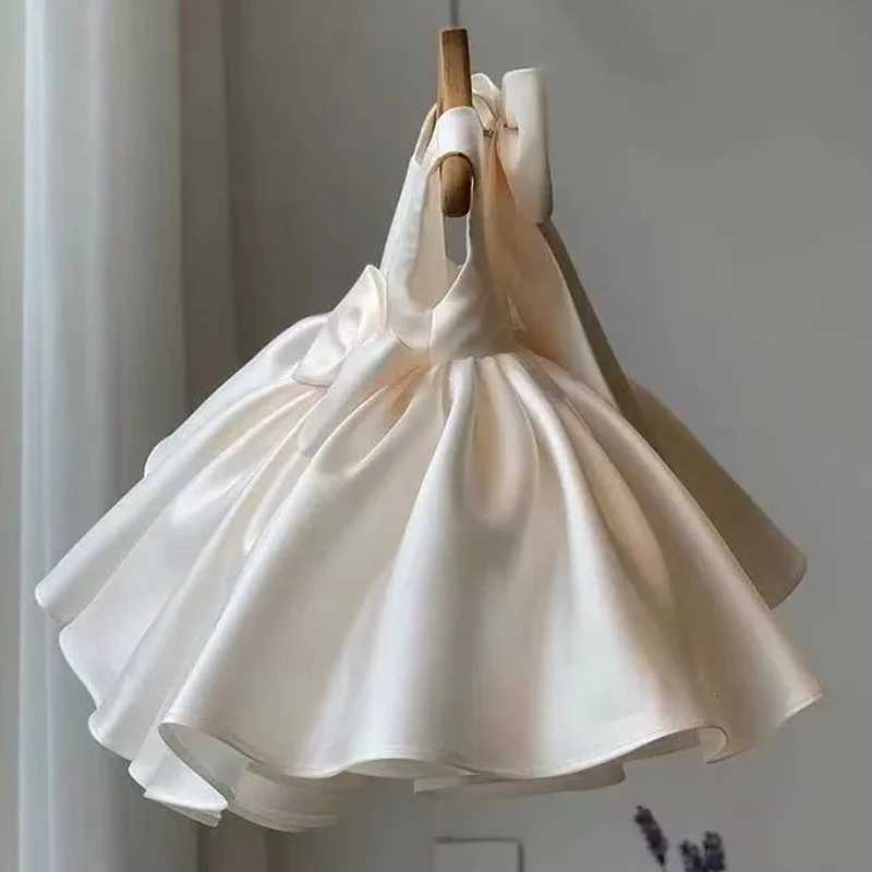 Girls Big Bow Dress Elegant Princess Wedding Gown Children Fashion Bowknot Dresses Kids Toddler Birthday Party Clothing 1-8Y Z250904