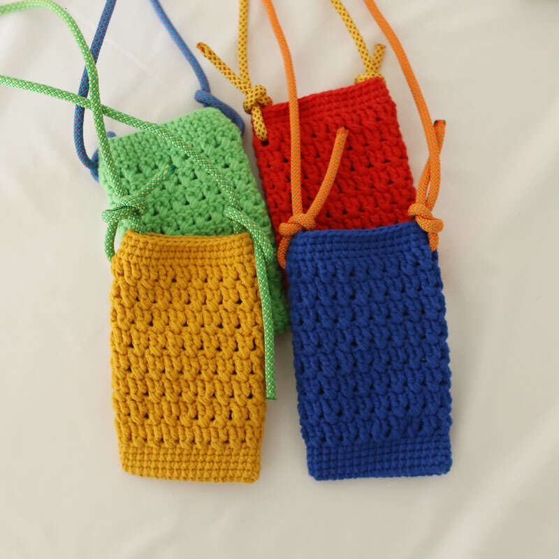 HEssentials 2025 Knit Phone Bag, Yarn - Woven Crossbody with Floral Accent, Casual Tote