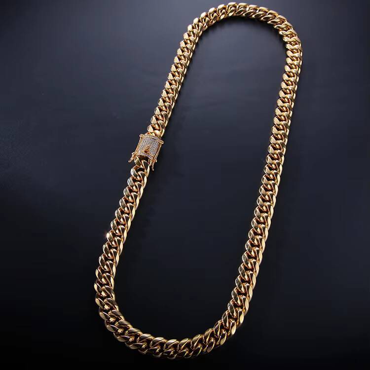 Iced Out Moissanite Cuban Chain Bracelet Necklace Mens Hip Hop Jewelry Brass Material Moissanite Clasp Cuban Link Chain Necklace