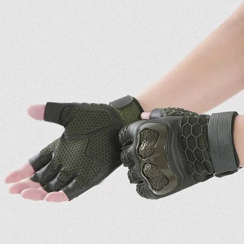 Men Half Finger Tactical Gloves Combat Hunting Hard Shell Protective Fingerss Antiskid Wearresistant Gloearresistant GlovesXJ250904