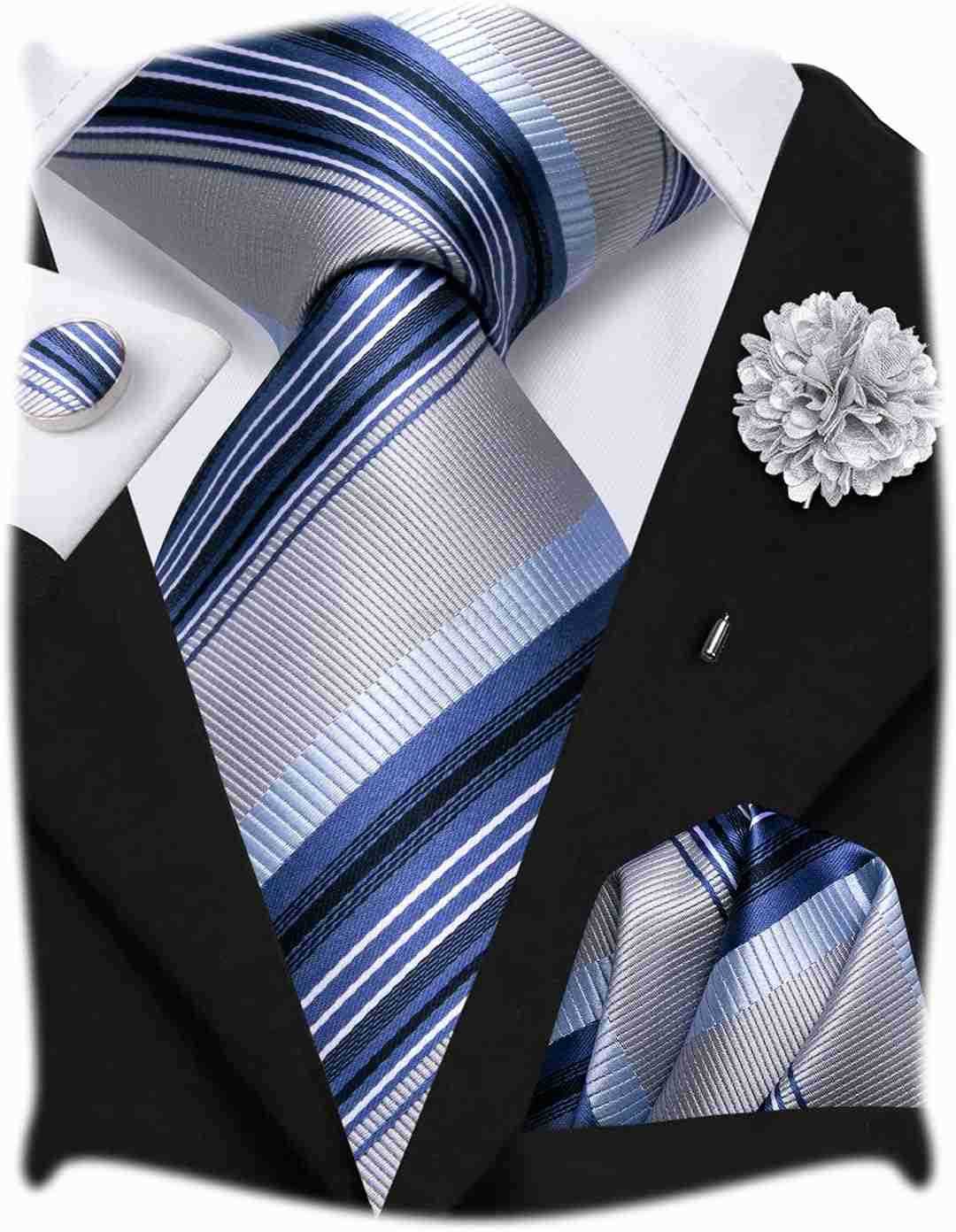 Men Ties Set Woven Necktie and Lapel Pin Pocket Square Cufflinks Sets Formal Business WeddingW250904
