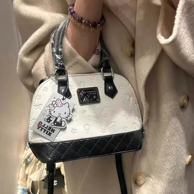 Sanrio Classic Sanrio Handbag Collection: Elegant Black/White Boston Messengers with Adjustable Straps