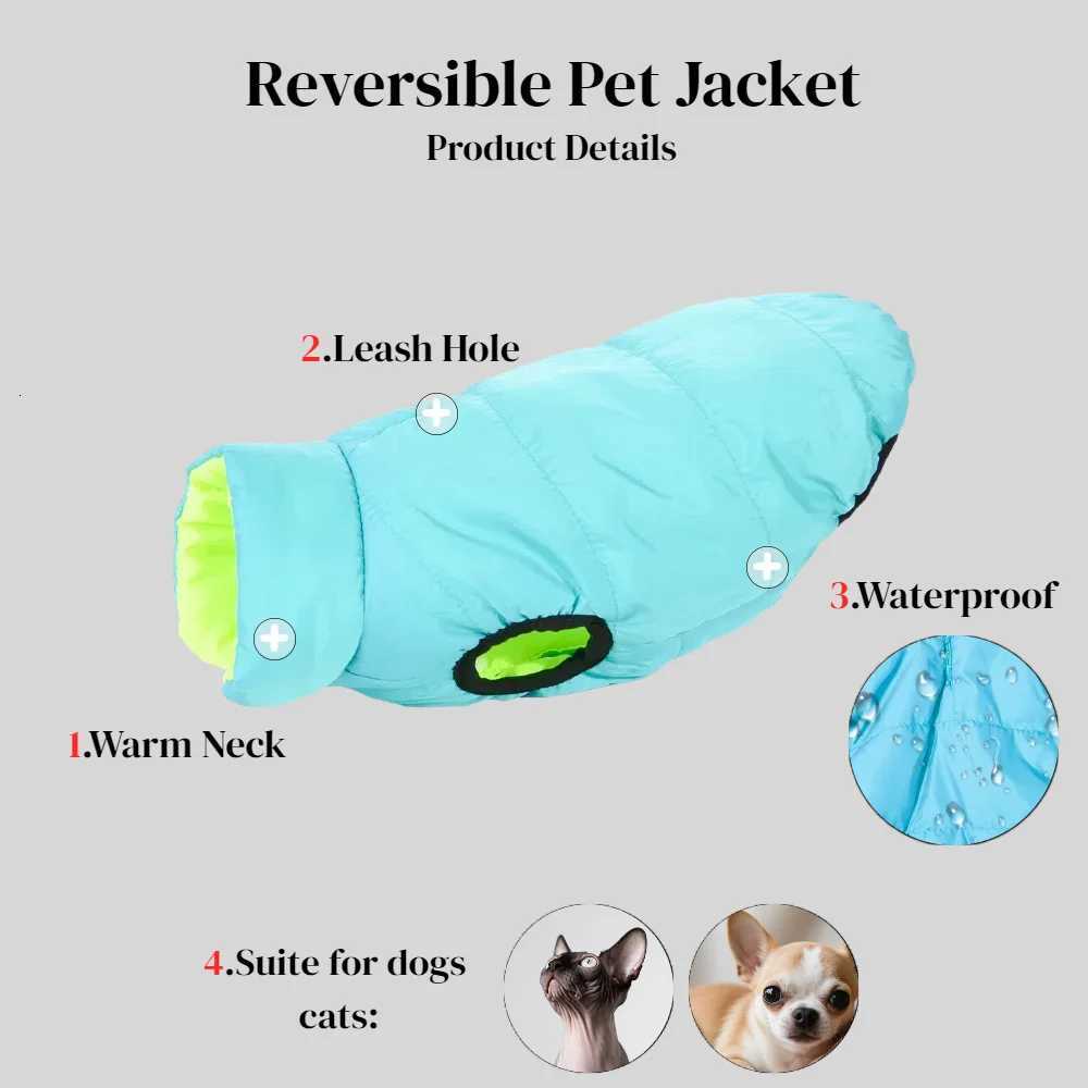Reversible Warm Winter Cat Clothes For Small Medium Dog Kitten Pets Cute Solid Color Windproof Puppy Vest Coat Sphynx Cat et W250904