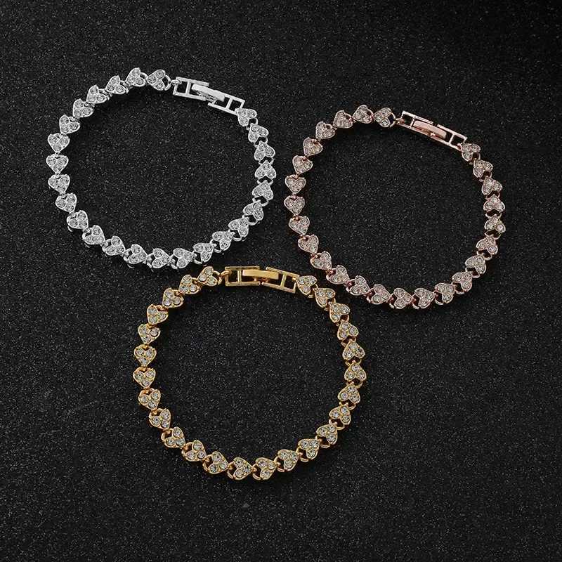 Exquisite Luxury Roman Crystal Bracelet For Women Wedding Gift Korean Rose Gold Silver Color Chain Bracelets JewelryXJ250904