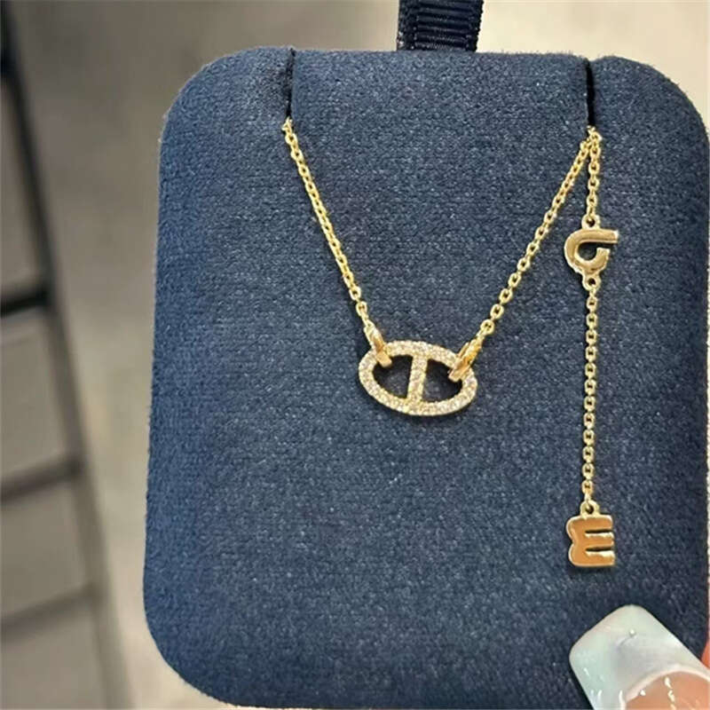 Nose Shiny Inlaid Collarbone Chain Girlfriend Gift Color Necklace Gold Circle Shape