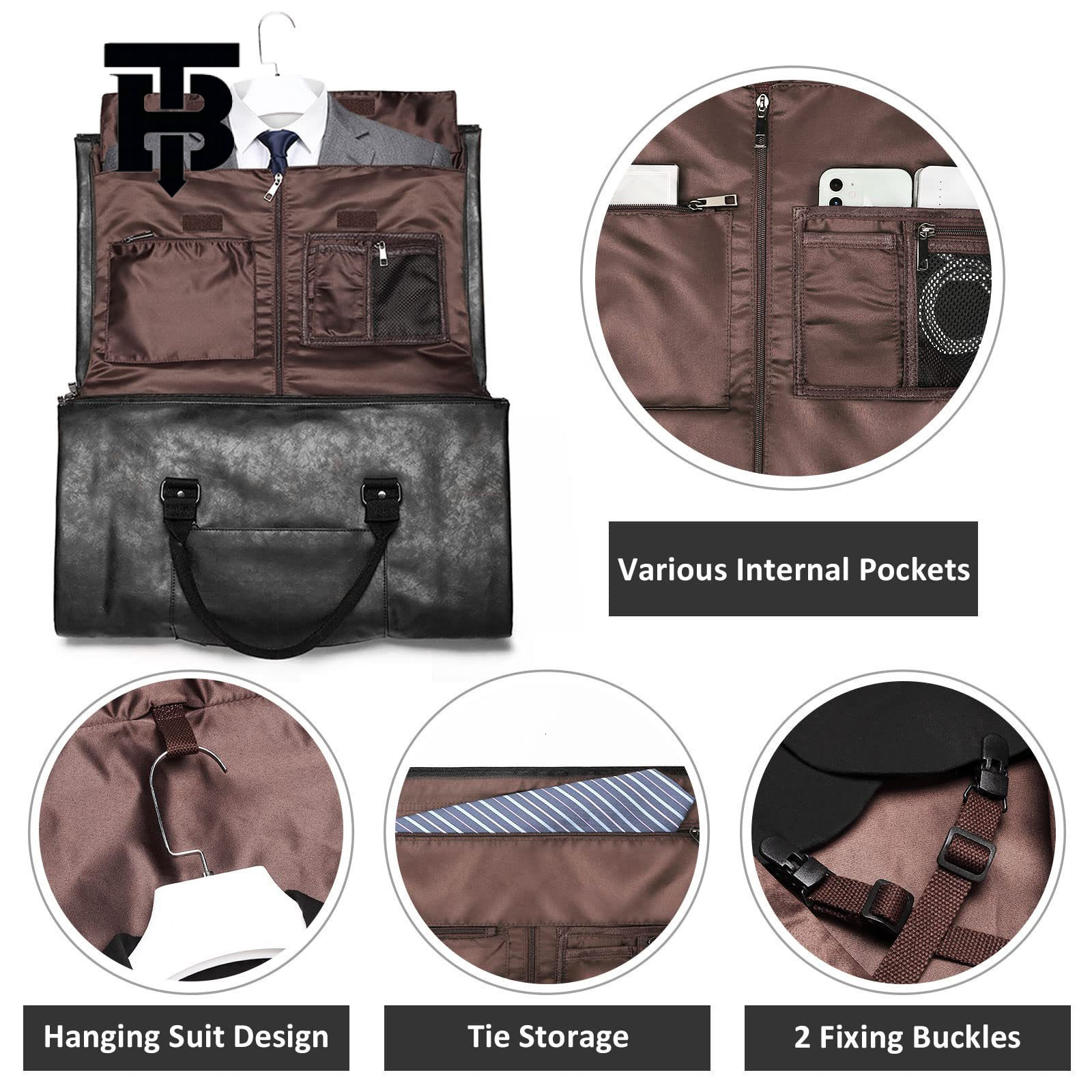 TB BHULAMTE In Stock Dry Leather Travel Bag Carry Clothing Bag Leather Clothing Designer s bag Luggage Bag Convertible Men's Suit Travel Bag