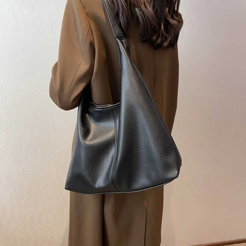 Simple Fashion Single Shoulder Tote Bag Set For Women Soft Leather Pure Color 2In1 Large Capacity Shopper Tote Handbags Female Z250903