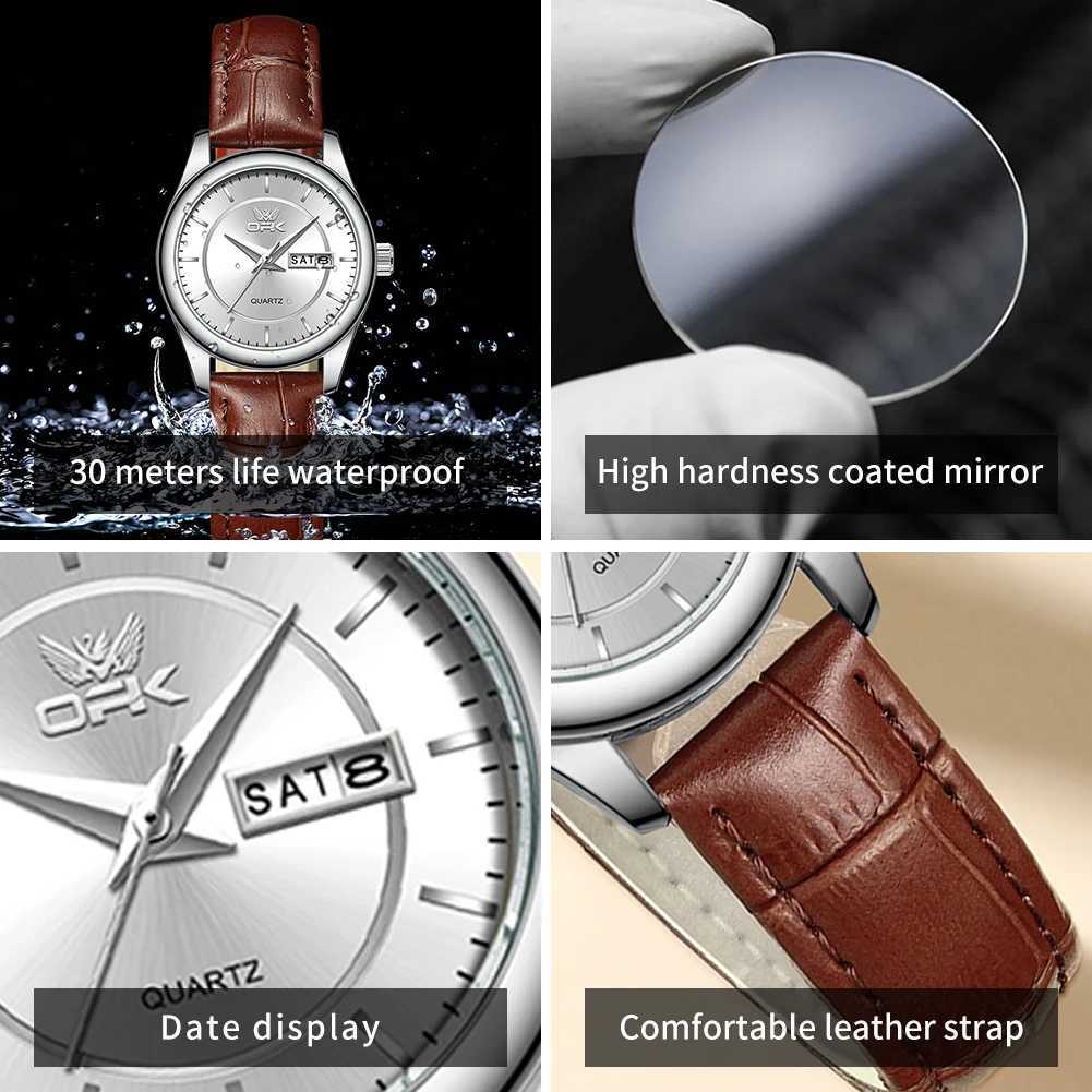 OPK 6022 Wens Watches Elegant Fashion Small Quartz Wristwatch for Ladies Waterproof Leather Strap Dual Cndar Display X250904