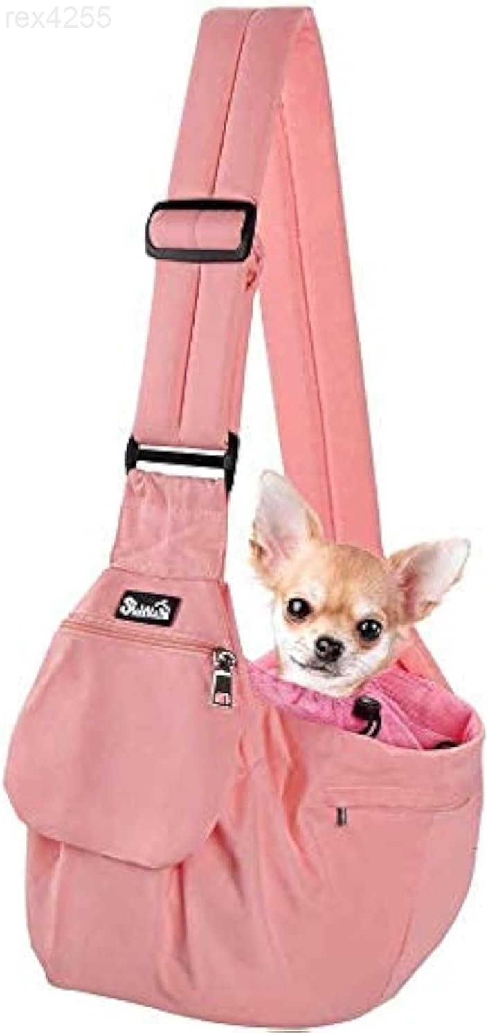 Dog Carrier Sling Hard Bottom Support Dog Carriers for Small Dogs with Adjustable Padded Shoudler Strap Dog Purse for Puppy Cat Pet with Drawstring Op