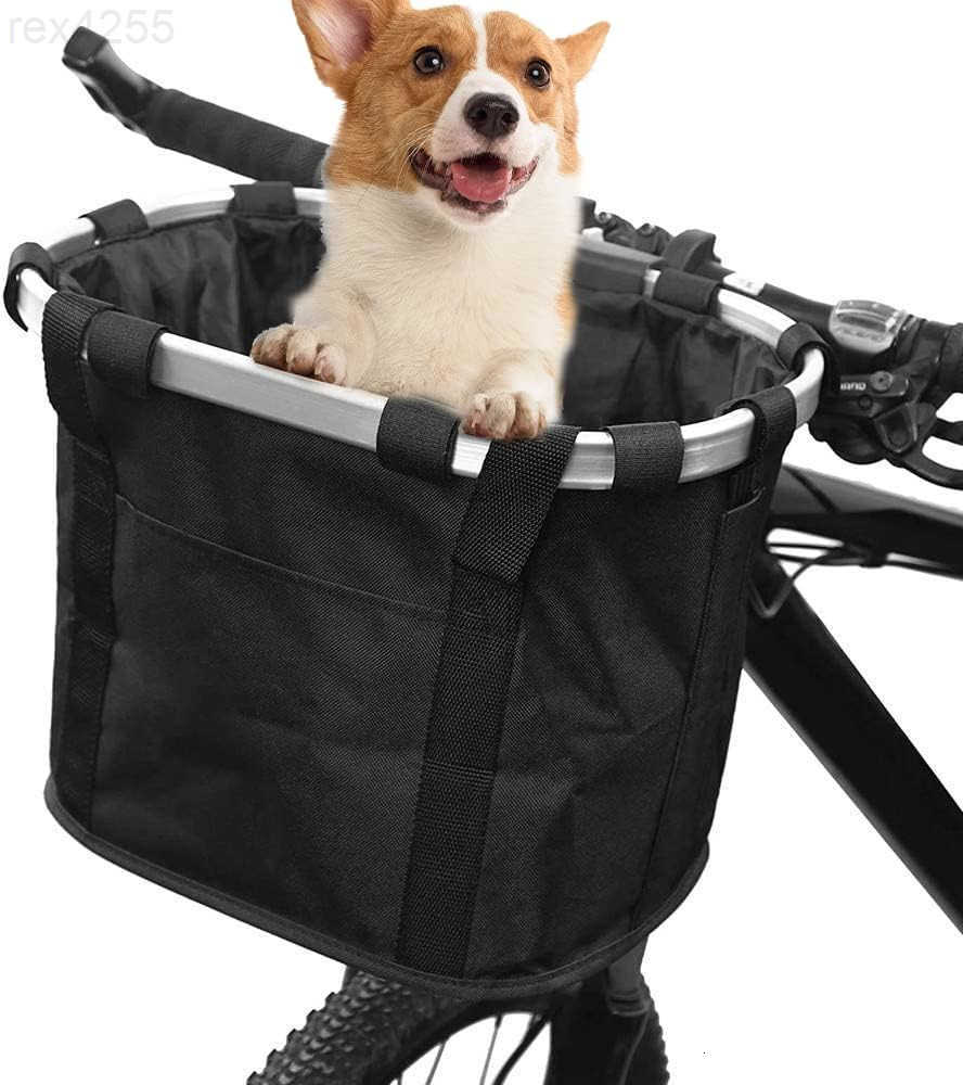 Bike Basket Quick Release Bicycle Handlebar Front Basket Removable Small Pet Cat Dog Carrier Detachable Cycling Picnic Bag for Commuting Shopping Camp