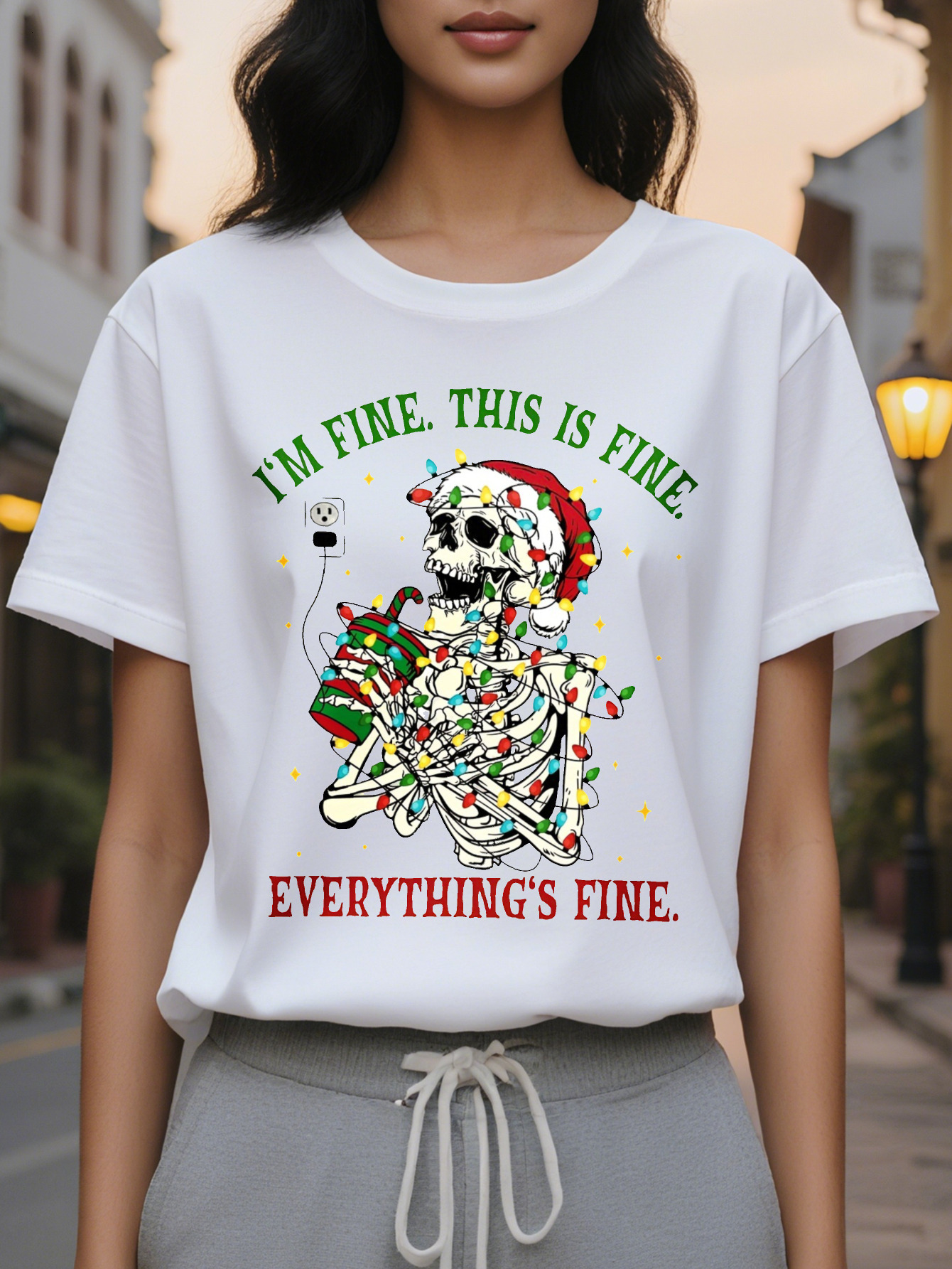 Large XL Christmas European and American Fashion Printed Women's T-shirt Top Plus Size