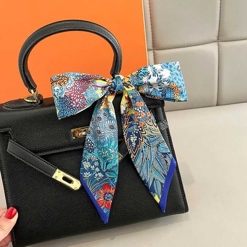 Summer Luxury Brand Jung Print Silk Scarf Hair Band Ribbon Tie Bag Small Scarves Vintage Satin Ribbon Decorate Accories G250904