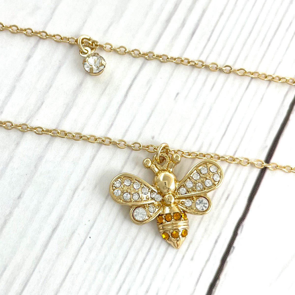 Elegant Jewelry Classic Little Bee Inlaid Dia Pendant Double Layer Clavicle Chain Versatile Women's Necklace Hardware Girl