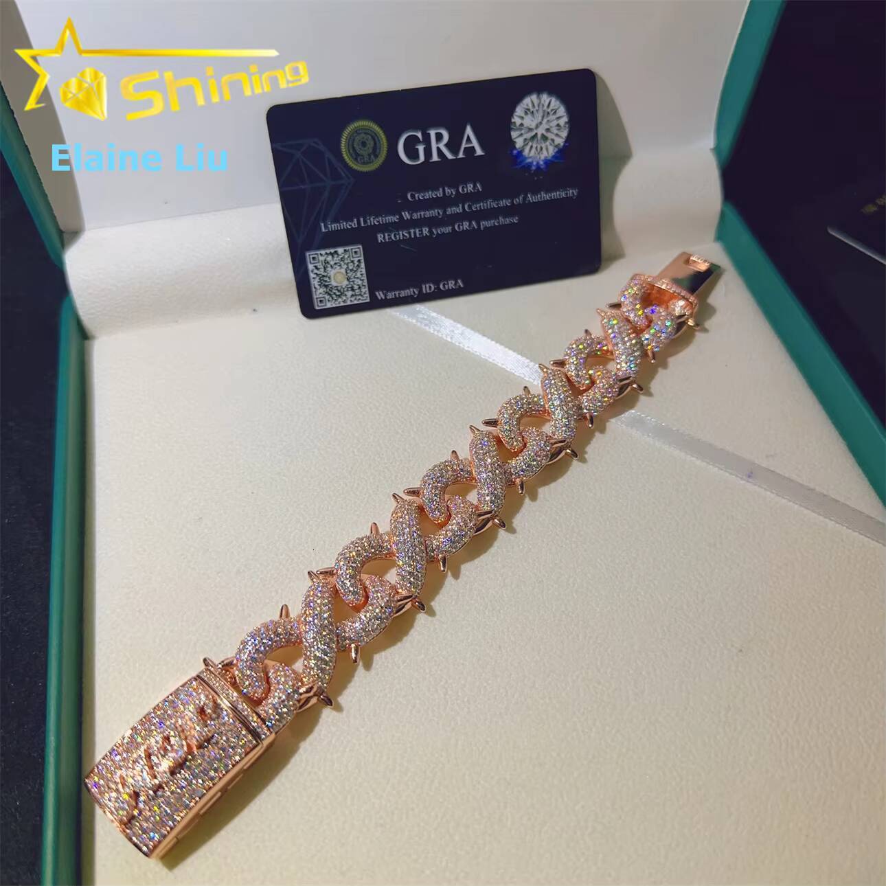 Sterling Silver 925 D Color VVS Moissanite Diamond Iced Out Custom Hip Hop Fine Jewelry Cuban Link Chain Bracelet