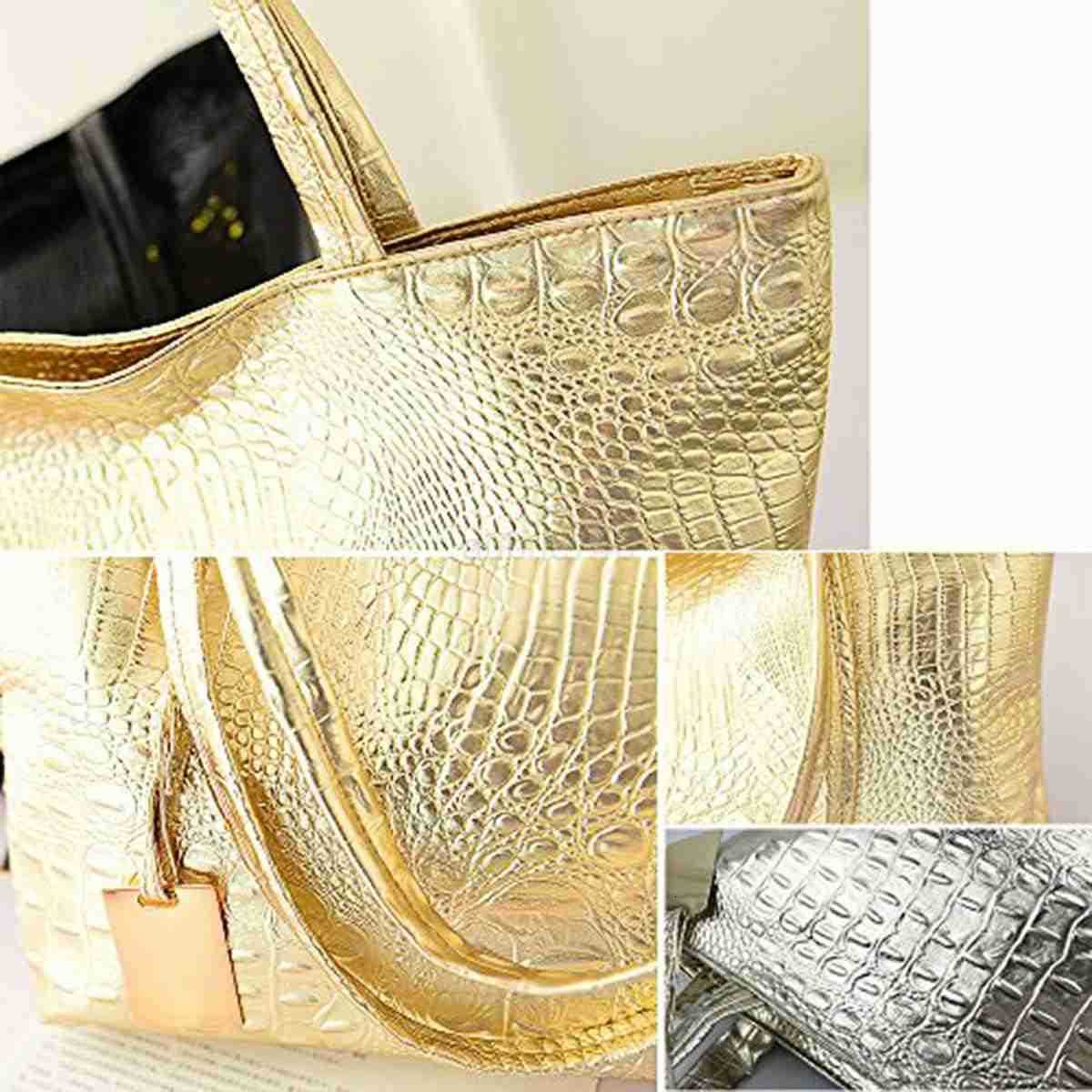 Womens Large Tote Shoulder Handbag Purse Travel Satchel Stylish Fuax Leather Crocodile Hobo Top Handle Bag M250904