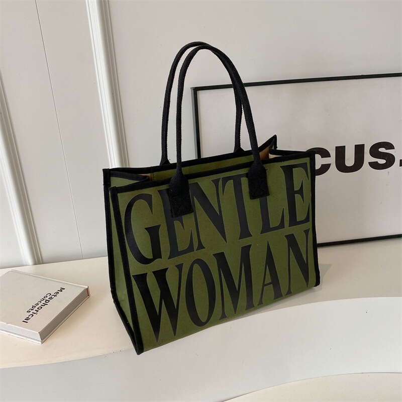 Women Letter Print Canvas 2025 New High-end Handbag Shoulder Bag