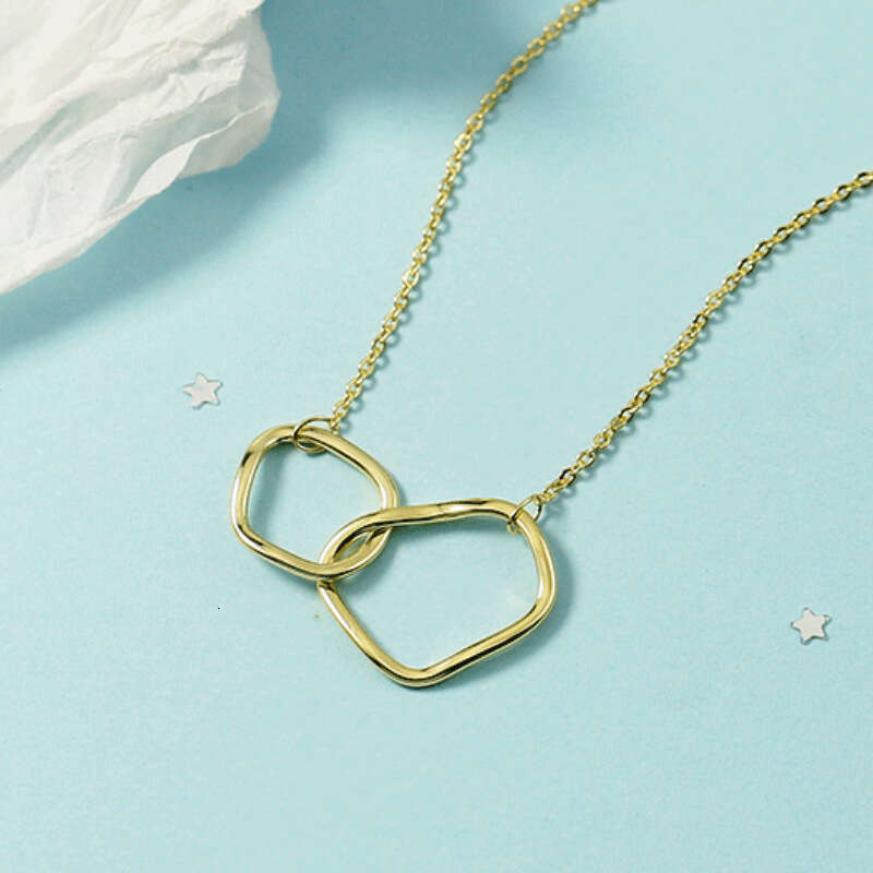 Irregular Double Ring Necklace Women, Collarbone Chain, Fashionable and Versaile for Sudens, Sexy Neck Jewelry, Inerne Celebriy Syle, Enhances