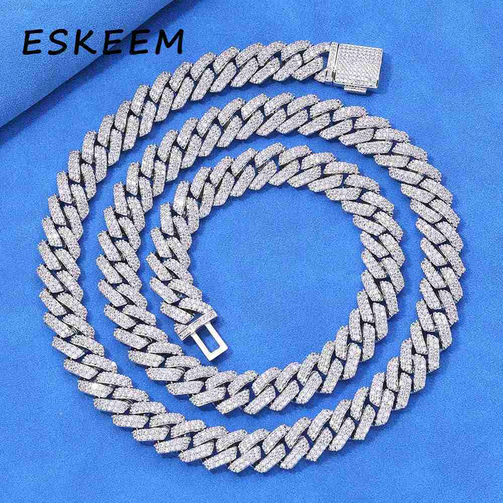 High Quality 10MM 925 Silver VVS Moissanite Cuban Chain Passed Diamond Tester Iced Out Hip Hop Necklace for Men Women