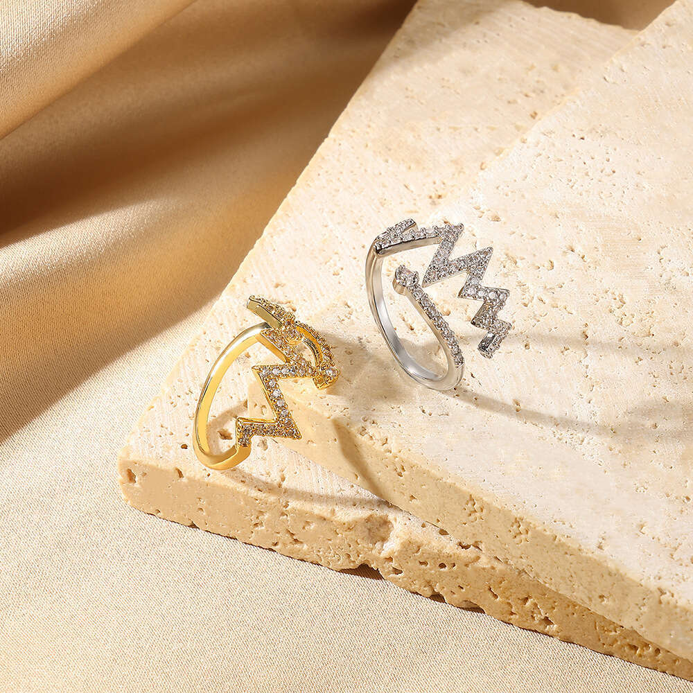 Personalized Gold-Plated Diamond-Studded Unisex Geometric Irregular Ins Niche Trendy Ring