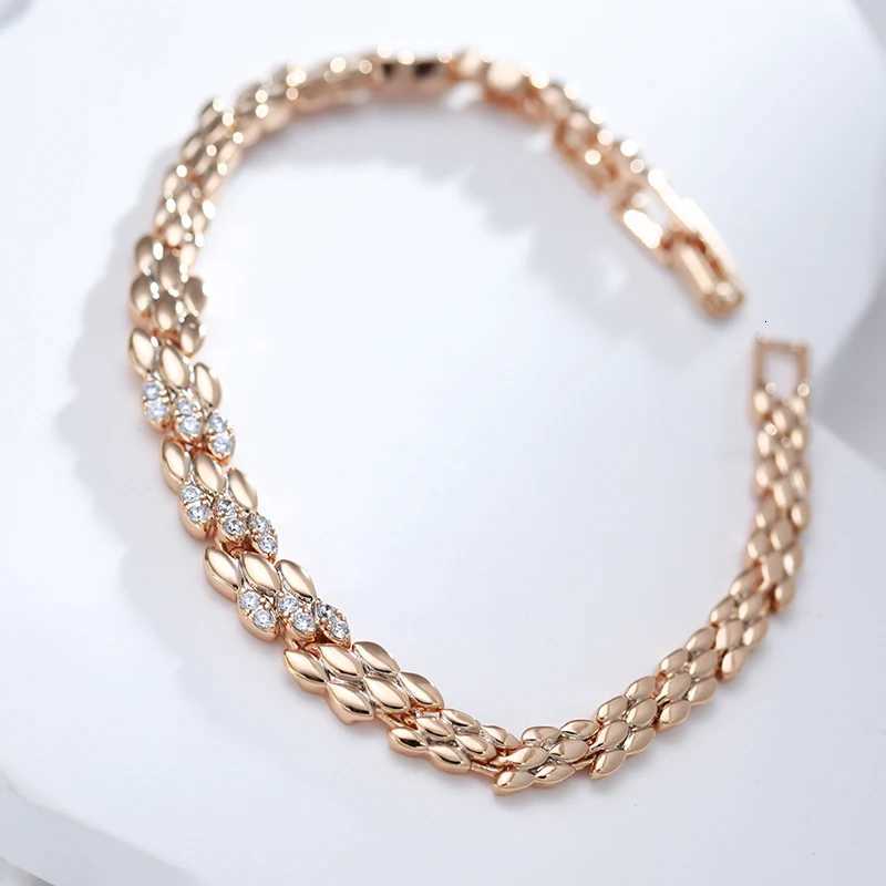 Kinel Fashion 585 Rose Gold Color Bracelet For Women Luxury Natural Zircon Bride Fine Wedding Daily Fine Jewelry 2022 NewXJ250904