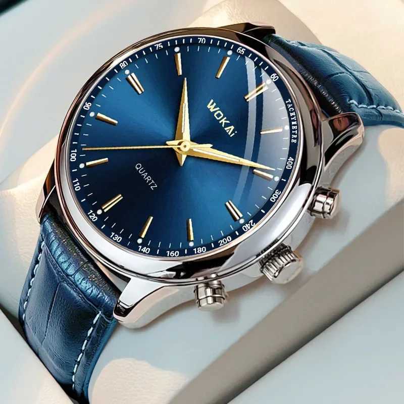 Fashion M Clock Mens Casual Wristwatch Elegant Blue Quartz Leather Strap Watches Clock Gift Mascino Relogio Reloj Hbre X250904