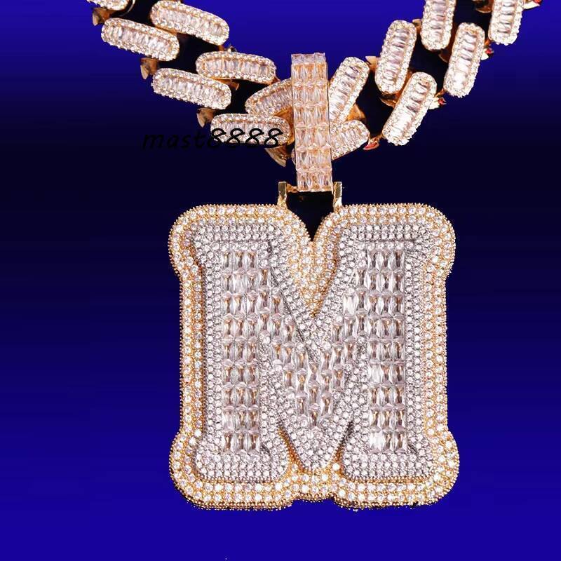 Handmade Mens Moissanite Necklace Variety of Letters Splicing Design Unique Jewelry Piece