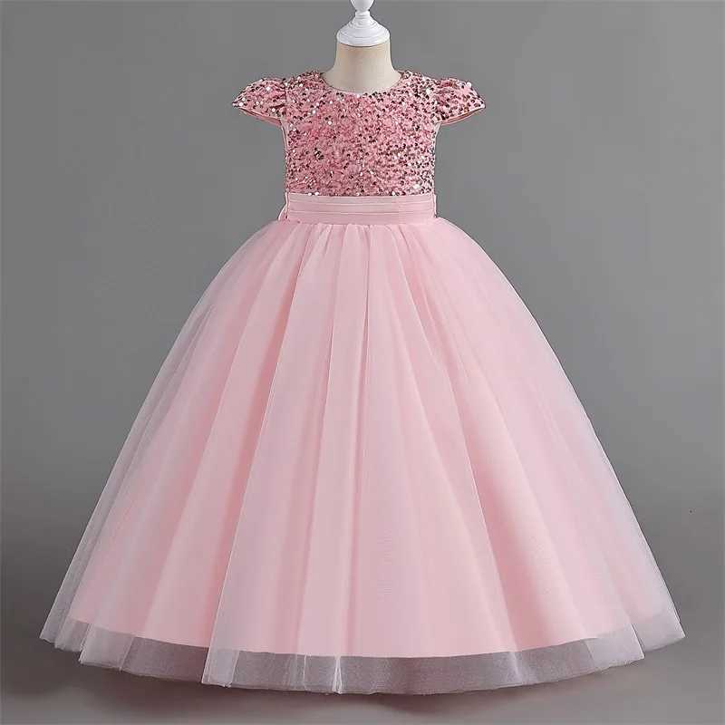 Girls Dresses Bridesmaid Wedding Sequin Long Princess Dresses Flower Elegant Girls Formal Evening Dress for Girls 5 10 14 Years Z250904