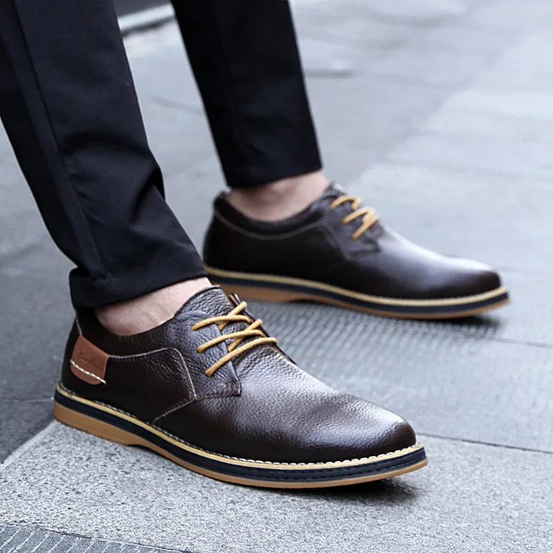Leather Dress Shoes Men Oxfords Brogue Lace Up Italian Mens Casual Fashion Flat Chelsea Business Shoe 250904