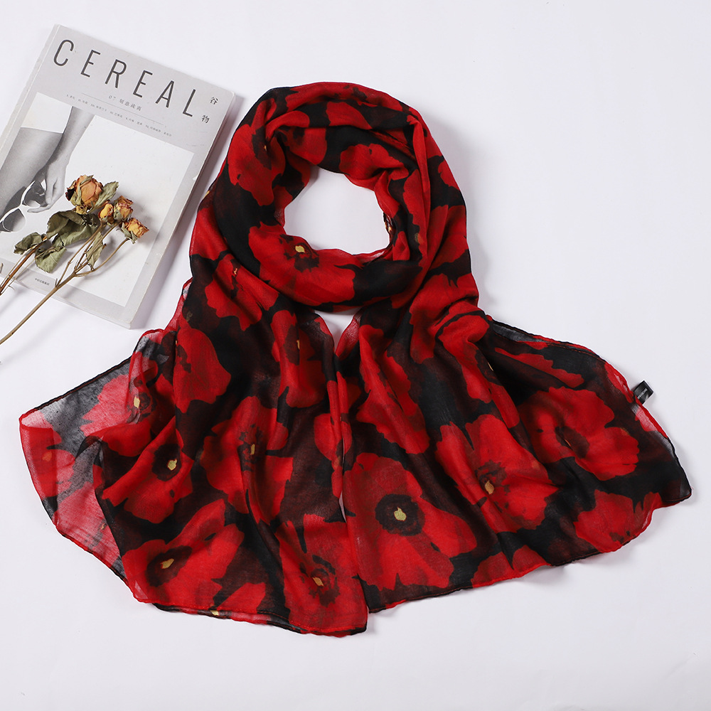 K1801 European and American retro scarf silk scarf printed classic scarf travel shawl