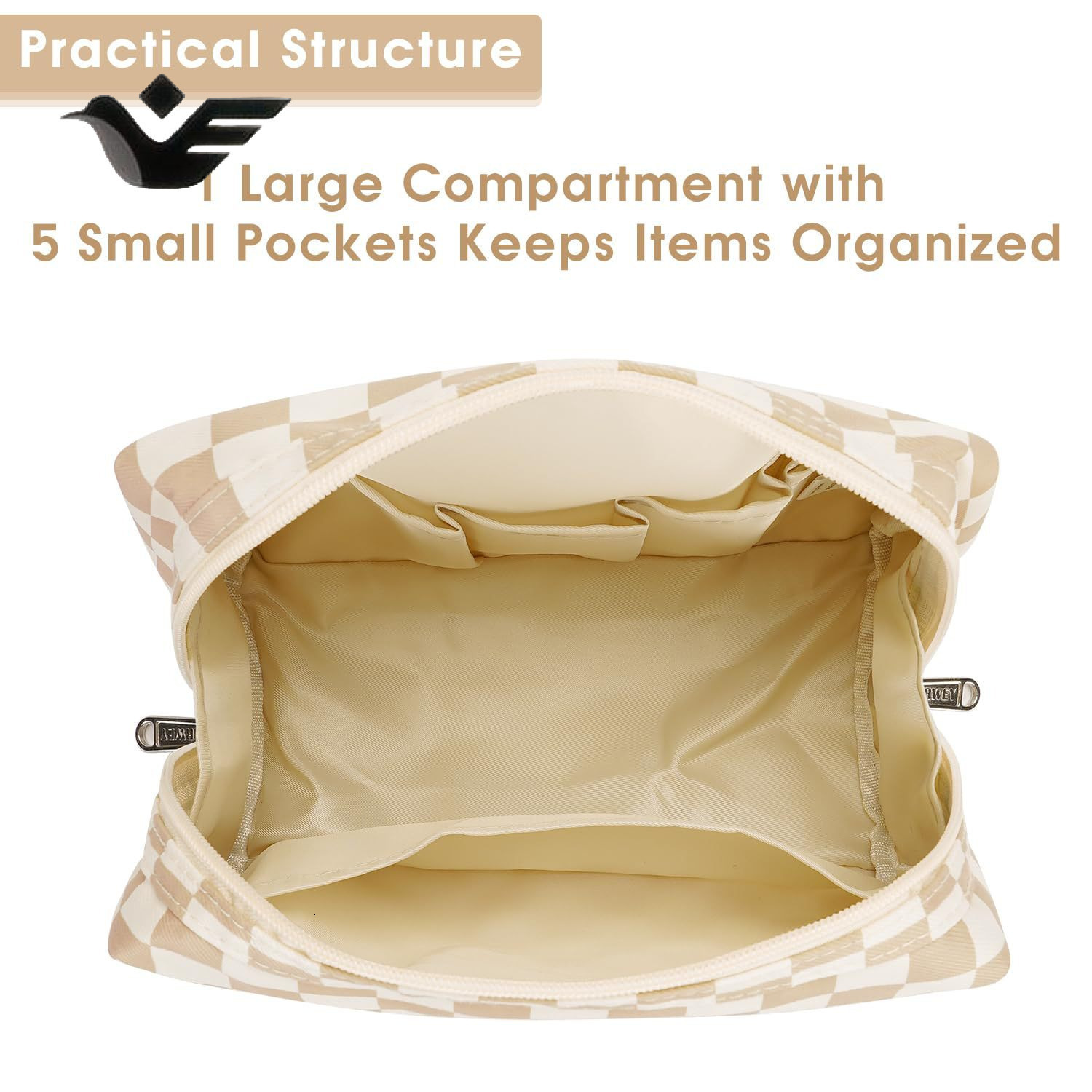 Feiyan Free Shipping New Designer Bag Luxury Shopping Bag In Stock Custom Checkerboard Makeup Bag Waterproof Large Capacity Portable Cosmetic Storage 