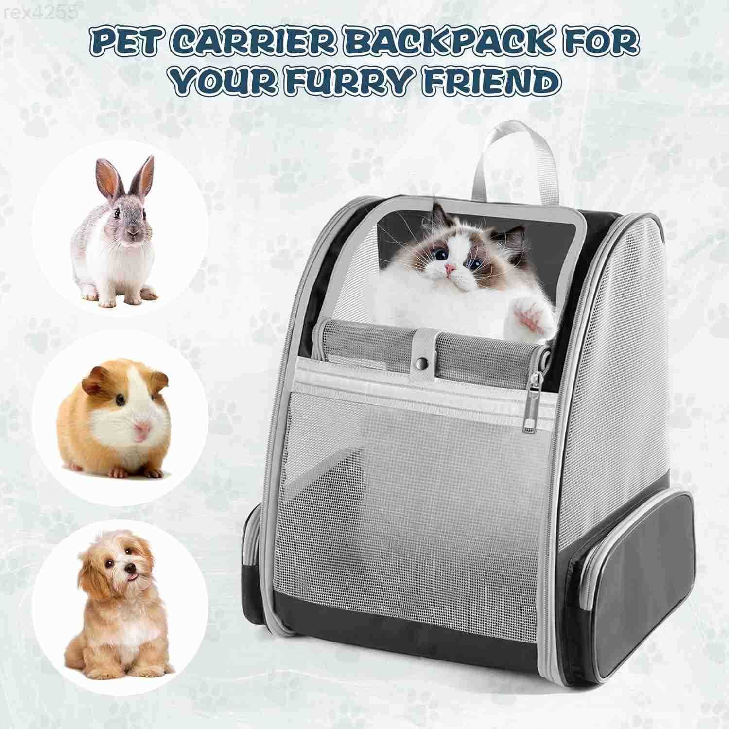 Cat Backpack Carrier Pet Backpack Carrier Cats and Small Dogs Collapsible Fully Ventilation Cat Backpack for Outdoors Hiking Camping Travelup to 165lb