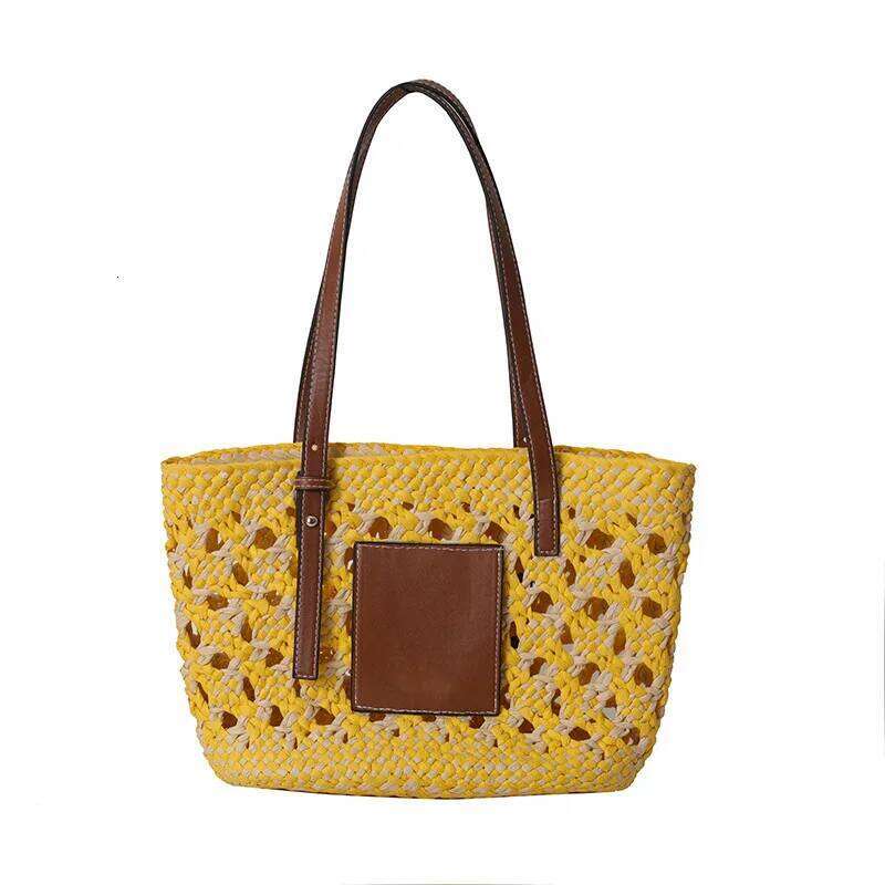 2025 Summer Straw Beach Basket Fashion Women Rattan Shoulder Bag Large Capacity Woven Hand-Made Handbag Female Purse Totes