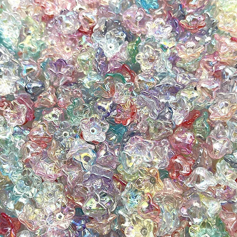 50pcs 7x1m Gradual Change Acrylic Bellflower Beads Caps Jewelry Findings Charms Bracelets Spacer for Making 250828
