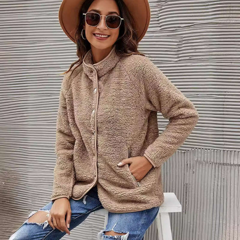 Women's Clothing Autumn Winter New Furry Jacket Coat Single-Breasted Casual Top