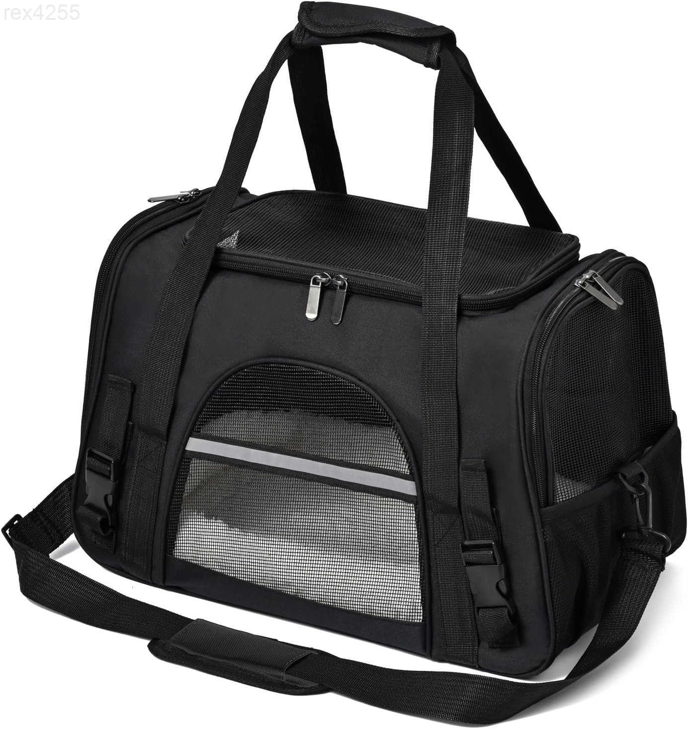 Dog Cat Carrier Soft for Small Pet Up to 16 Lbs TSA Airline Approved Travel Carrier Collapsible Puppy Car Mesh Bag 175 102 114 inch BlackW250904