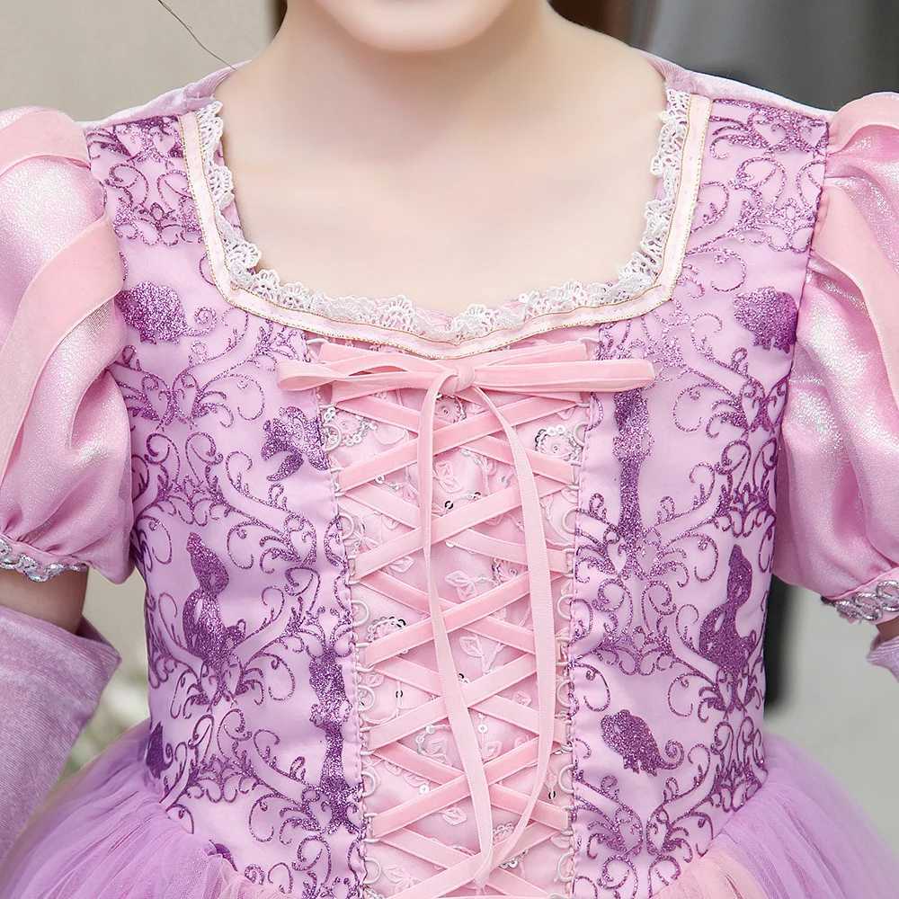 Long Pink Dress for Girls Birthday ParTY Sophia Cosplay Velvet Winter Purple Princess Rapunzel Dress for Ages 3-10 Z250904