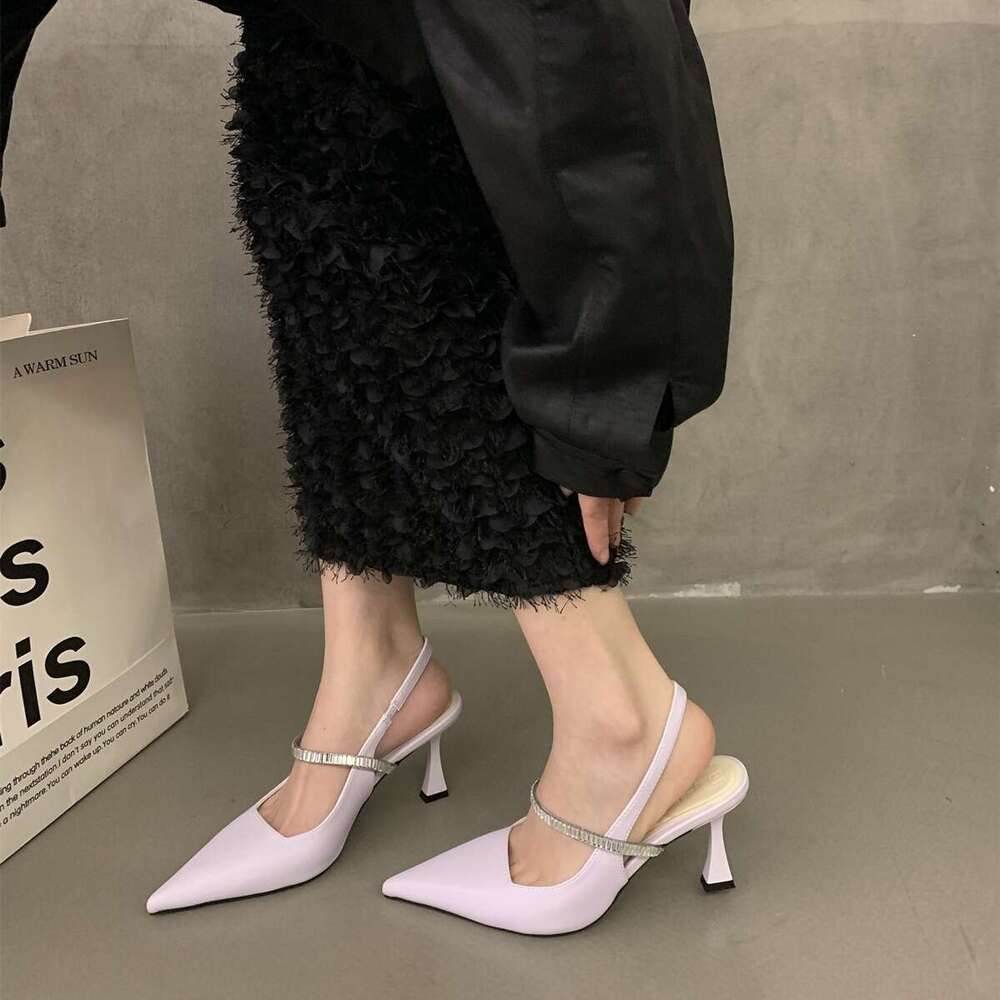 Stunning Sandals to Match Dress Black High Heels Evening Style Designer Shoe Rhinestone Women's 2025 Spring French Mary Jane Single Shoes