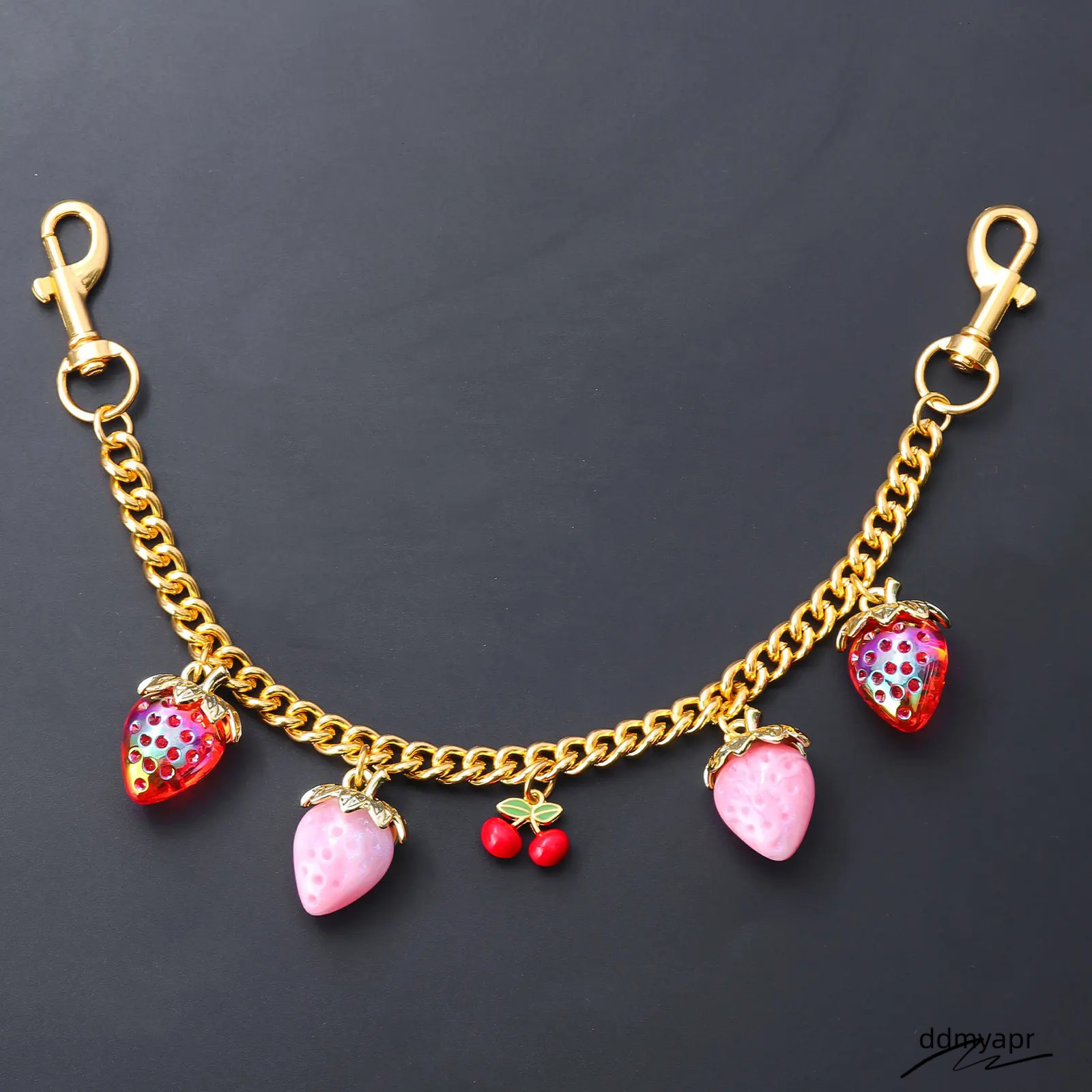 Ddmyday Fashion Women DIY Pink Strawberry Pendant Exquisite Cherry Keychain School Student Charm Mothers Day Gift Bag Accessory 250714