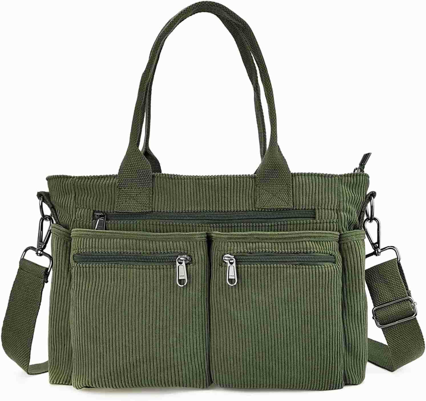 Womens Casual Corduroy Tote Bags with Multiple Pockets Hobo Crossbody Bag Travel Shoulder Bags Cute Purse Handbag M250904