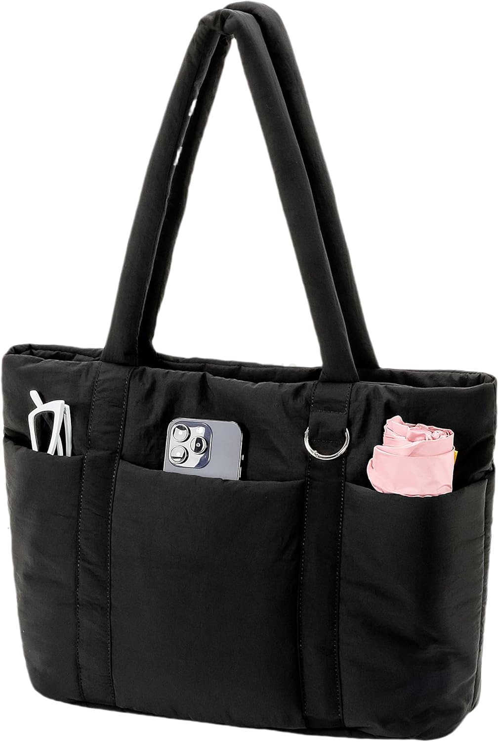 Multi Pocket Tote Bag for Women Large Puffy Shoulder Purse Handbag with Compartments for TravelWorkGYM M250904