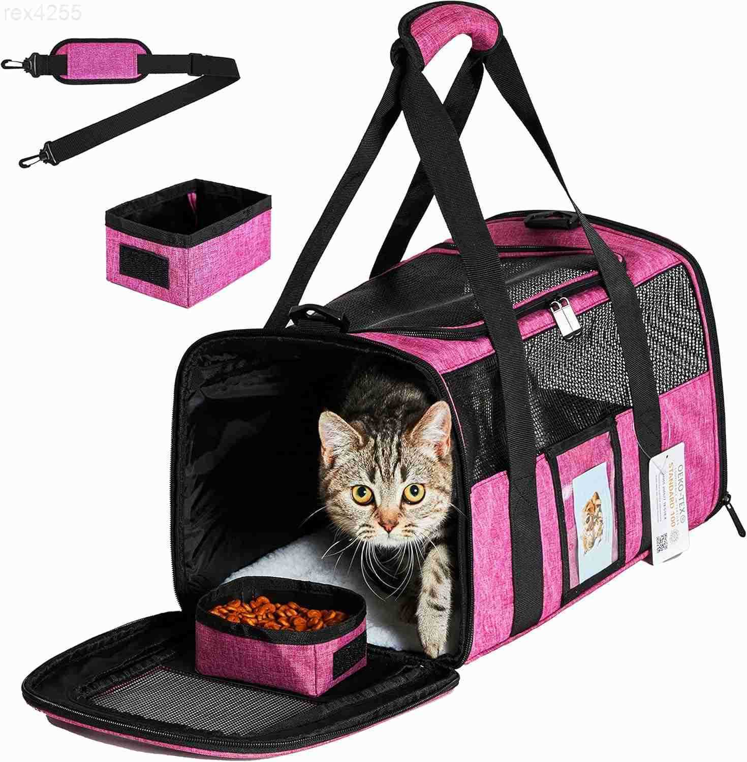 Cat Carrier Dog Carrier Pet Carrier Airline Approved for Small Dogs Kitten Carriers Under 15lb Collapsible Soft Sided TSA Approved Travel CarrierGreyW