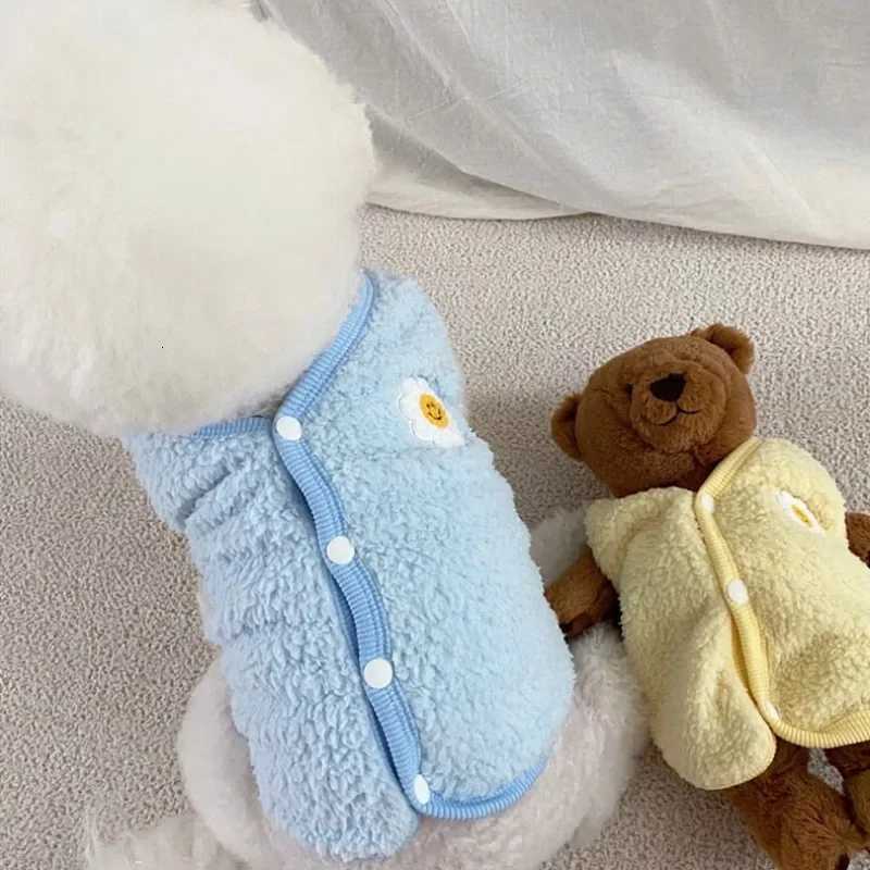 Pet Clothes Autumn Winter Medium Small Dog Plush Vest Cute Sweater Warm Velvet Kitten Puppy Sweet Cardigan Chihuahua Pets 1pcs W250904