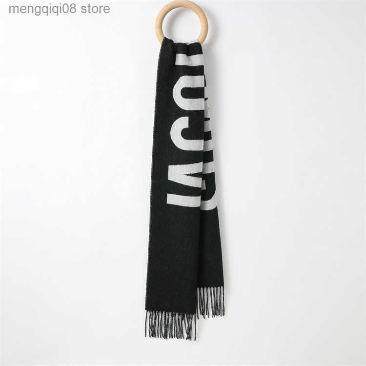 Jmus Scarf 2024 Autumn Winter New Unisex Letter Jacquard Warm Tassel Wool Neck Scarf Shawl L250904 1ZVA7