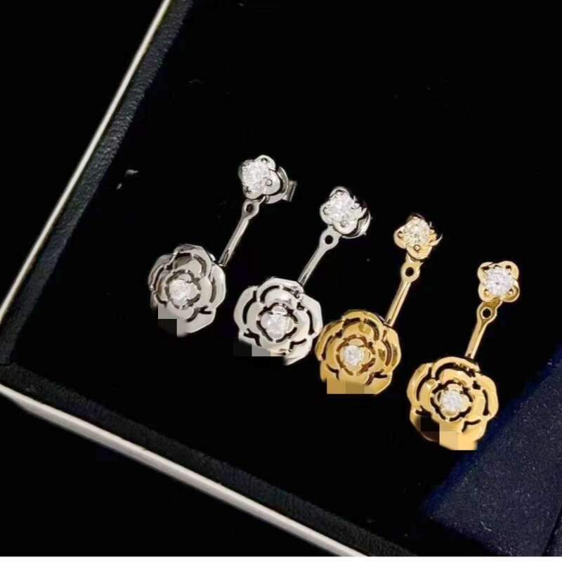 Seiko Edition New Hollow Camellia Rose Earrings Fashion Simple High-end Style