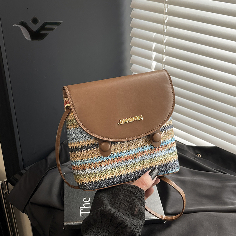 Feiyan Free Shipping New Designer Bag Luxury Shopping Bag Popular Rainbow Woven Color-block Small Bag Fashion Simple Design Trendy Casual Single Shoul