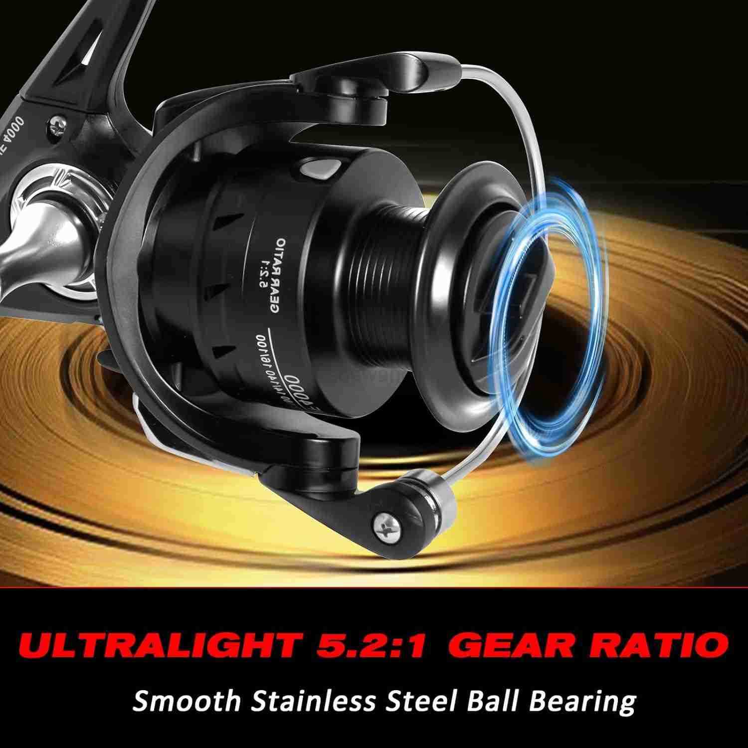 Spinning Fishing Reels for Saltwater Freshwater 30004000 Series Fishing Spool LeftRight Interchangeable 71 Real Ball Bearings Real 521 Gear Ratio W250
