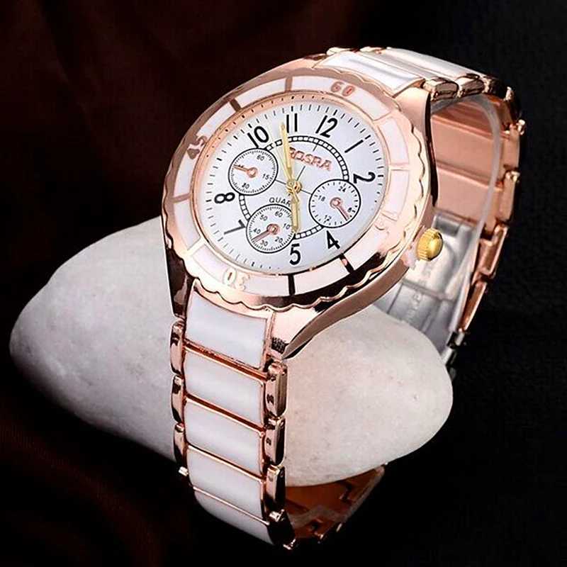 Rose Gold White Watch Wen Watch Classic Steel Ceramic Ladies Wristwatch Clock Reloj Mujer Montre Fem Relogio Feminino Saati X250904